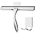 Baban Shower Squeegee with 2 Strong Adhesive Holder Hooks, Stainless Steel Glass Squeegee Window Squeegee - All-Purpose Squeegee for Bathroom/Kitchen/Car Glass/Mirror/Shower Door, 9.6 Inch, Chrome