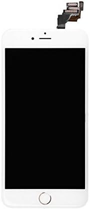 Repair Cracked iPhone 6 Plus 5.5 inch LCD Display Screen Touch Digitizer Full Assembly Replacement with Home Button+Front Facing Camera+Ear Speaker+Free Repair Tools+Full Installation Manual, White