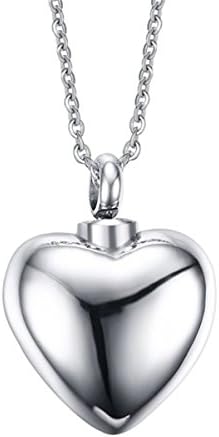 Stainless Steel Smooth Small Heart Cremation Locket Necklace Urn Pendant Memorial Ash Keepsake