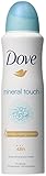 Dove Mineral Touch Deodorant Infused With Dead Sea Minerals 150ml=5.07oz (Pack of 10 Cans) and Free travel size Perfume