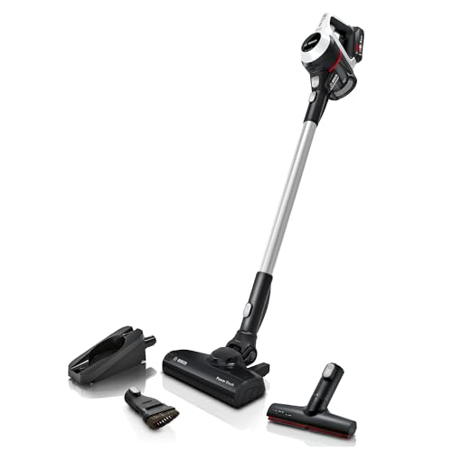 Bosch Akku-Staubsauger Unlimited 6 BCS611AM, kabelloser Handstaubsauger, beutellos, leicht, Hygiene-Filter, 10 Jahre Motorgarantie, hohe Saugleistung, Lange Laufzeit, alle Bodenarten, weiß