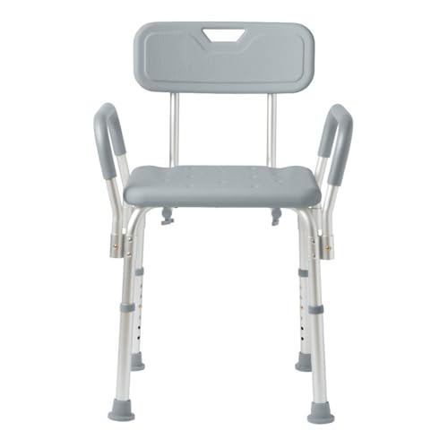 Dr. Dunley Bath Chair for Seniors, Shower Seat with Back, Suction Feet, Non-Slip Adjustable Height Shower Bench for Elderly, 400lb Weight Capacity (Removable Backrest)