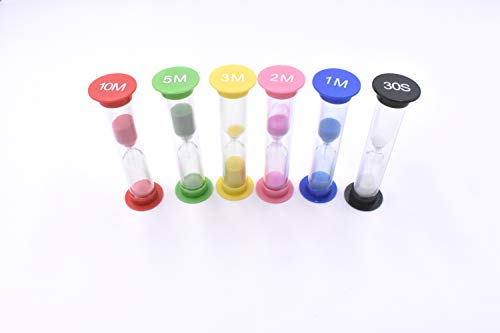 6Pcs Sand Timer Colorful Plastic Sandglass Hourglass Sand Clock Timer for Time Management Games Tabata and high Intensity Interval Training 30sec 1min 2mins 3mins 5mins 10mins