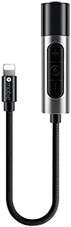 Lightning to 3.5 mm AUX Headphone Extender Jack Adapter with Adjustable Music Control (No Microphone) with Charging Interface Designed for iPhone 7 / 7 Plus (Black)