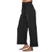 Litetao S Black 409124 (Women’s Casual Elastic Waist Cotton Trouser Cropped Wide Leg Pants with Pockets)thumb 4