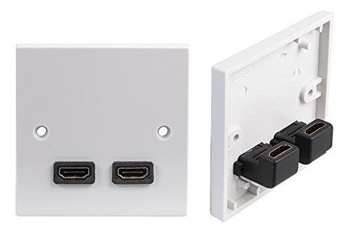 PRO SIGNAL 1 Gang HDMI Wall Plate – Dual HDMI Socket Faceplate (Horizontal) – 1.4 Compliant, White – PELR0095