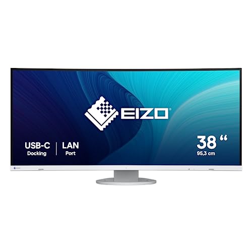 EIZO FlexScan EV3895-WT 95,3 cm (37,5 Zoll) Monitor (HDMI, USB 3.1 Hub, USB 3.1 Typ C, RJ-45 LAN, KVM-Switch, DisplayPort, 5 ms Reaktionszeit, Auflösung 3840 x 1600) weiß