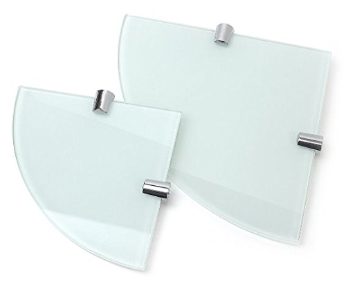BSM Marketing White Glass Corner Shelves 6mm Toughened 150mm and 200mm Pack of 2