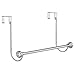 mDesign Metal Bathroom Over Shower Door Towel Rack Holder - Storage Organizer Bar for Hanging Washcloths, Bath, Hand, Face & Fingertip Towels - Brushed with Chrome Finials