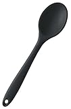 StarPack Basics Range Silicone Mixing Spoon In FDA Grade With Hygienic Solid Coating + Bonus 101 Cooking Tips (Gray Black)