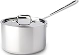 All-Clad 4204 Stainless Steel Tri-Ply Dishwasher Safe Sauce Pan with Lid / Cookware, 4-Quart, Silver - 8701004418