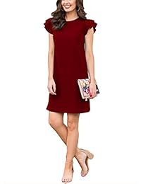 Vestido sin mangas de túnica de manga larga con volantes de verano de Stylelachic Cuello redondo Mini vestido suelto Vestidos sueltos fluidos ocasionales