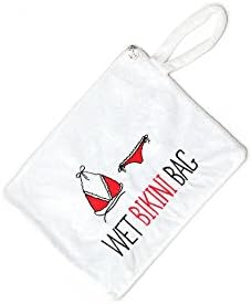 Fabric Wet Swim Suit Pool/Beach Bag with Wrist Strap (White)