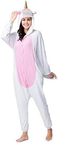 RONGTAI Adults Unisex Animal Flannel Unicorn Onesie Pajamas Cosplay Costume