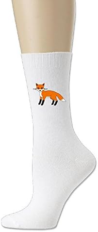 GREe Cute Cartoon Red Fox Unisex Cotton Socks Funny Crew Dress Socks White