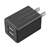 Wall Charger, TAKAGI Dual Port Travel Adapter Power Converter 2.4A （1-PACK） Foldable Plug for iPhone 7 6/6S Plus, 5/5S, iPad Pro, Samsung S7, S6, S5, Nexus, HTC & more（Black）