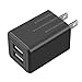 Wall Charger, TAKAGI Dual Port Travel Adapter Power Converter 2.4A （1-PACK） Foldable Plug for iPhone 7 6/6S Plus, 5/5S, iPad Pro, Samsung S7, S6, S5, Nexus, HTC & more（Black）