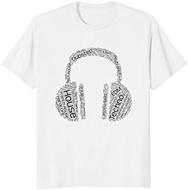 Mens Headphones Electronic Dance T-Shirt (Rave, EDM, Trance, etc) Large White