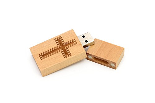 1 8GB Maple Flash Drive with a laser engraved Christian Cross.