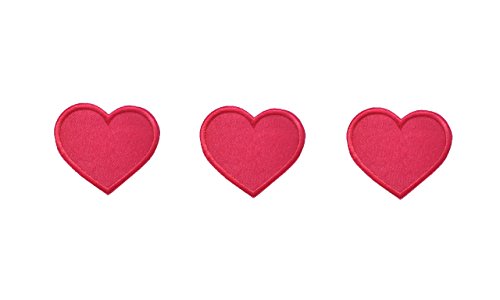 3 small pieces Red HEART Iron On Patch Applique Embroidered Motif Fabric Love Valentine Decal 1.3 x 1 inches (3 x 2.5 cm)