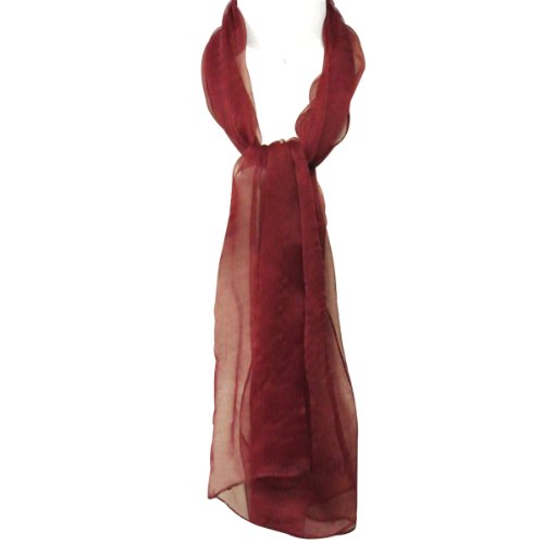 Wrapables Solid Color 100% Silk Long Scarf, Burgundy