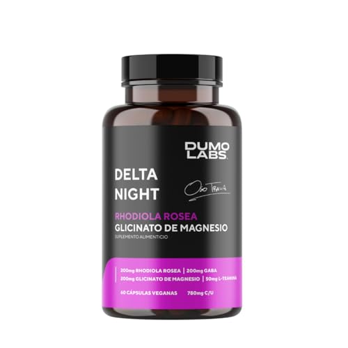 DUMO Delta Night | Capsulas para Dormir y Relajación | Suplemento Natural para el Sueño con GABA, Albahaca Sagrada, 5-HTP y Magnesio | Apoyo al Descanso Profundo y Equilibrio Mental | 60 Cápsulas Veganas sin Gluten | 1 Mes de Consumo