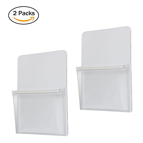 Magnetic Pencil Holder Sticker, SPESSN Refrigerator Storage Pocket for Pen Scissors Markers Keysfor Whiteboard Locker Cabinet Container and All Other Steel and Iron Surfaces- 2Packs(MEDIUM)