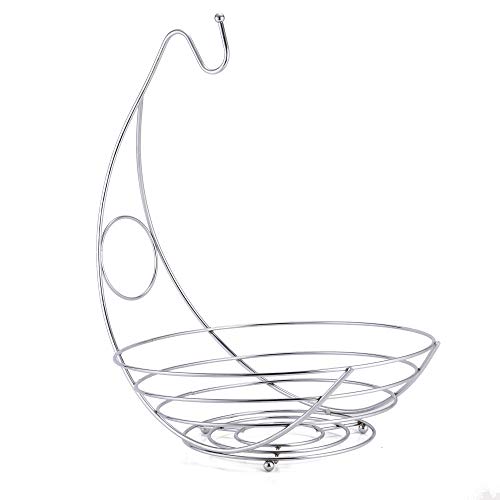 11 Inch Stainless Steel Fruit Basket Wire Metal Banana Holder Hanger Kitchen Storage Counter Organization Food Storage Accessories - Thumbnail 7