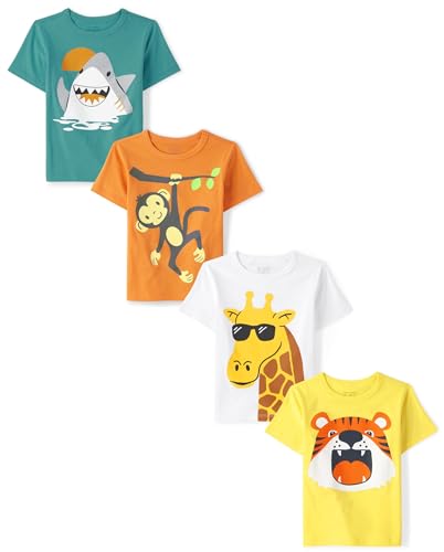 The Children's Place Baby Boys Short Sleeve Graphic T-Shirt Infant-and-Toddler-Shirts, Aspen Gold|Carrot Stick|Clear Aqua, 5T US at Amazon