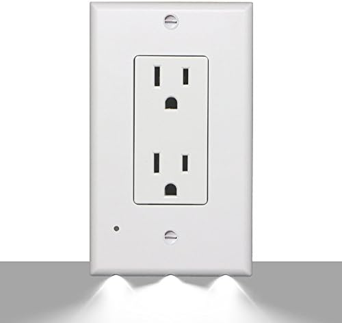 Outlet Wall Plate Cover with LED Night Light, Auto Light Sensor, No Battery Or Wires, Safer Than Plug In Night Lamp for Baby, Kids, Adults, Use in Bedroom, Bathroom and More Indoor Room (Decor)