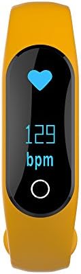 Sports Wristbands K4 Large Screen Fitness Tracker Watch, Heart Rate Monitor Pedometer Caller ID Text Message (Yellow)