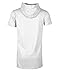 Screenshotbrand Mens Hip Hop Longline Premium Tee - Pullover Hooded Fashion T-Shirt High-Low Distress Ripped - White - Medium
