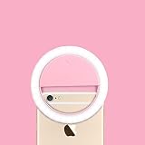 Dosmix Must-Have Clip-on Selfie Ring Light with Dimmable 36 LED Bulbs Circle Light for iPhone,Android, Tabs, Ipad, Laptop & Camera, Rechargeable Battery with USB Cable, 360°Angle. (Pink)