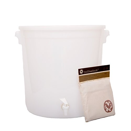 CoffeeSock 10 Gallon ColdBrew Kit- Reusable Organic Cotton Filter and Container