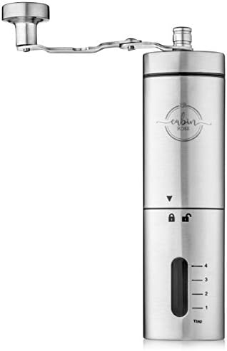 Manual Coffee Grinder by Cabin Rose - Stainless Steel Portable Hand Grind Ceramic Conical Burr Mill - Maker for Pour Over French Press Espresso Turkish or Cold Brew - Suitable for travel or camping