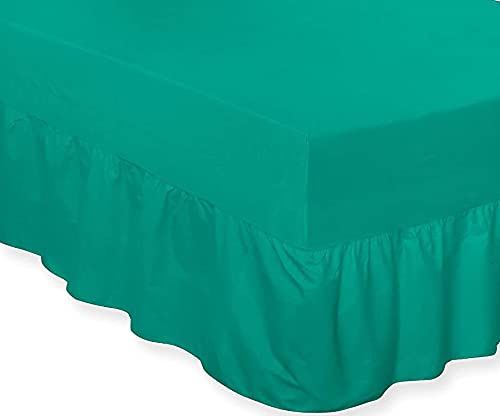 DTEX HOMES Luxury Extra Deep Frilled Valance Fitted Sheets, Double Teal