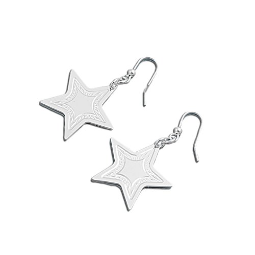 925 Sterling Silver Star Design Dangle Earrings