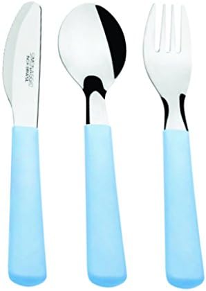 Simonaggio 3 Piece Colorful Toddler Flatware Set, Blue
