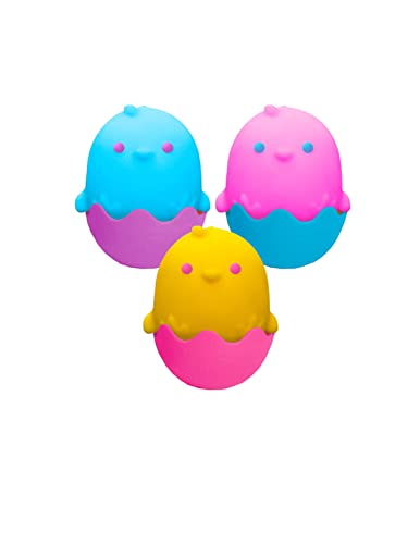 NeeDoh Chicka DeeDoos Stress Squeeze Toys Complete Gift Set Party Bundle - 3 Pack Neon Yellow/Pink/Blue