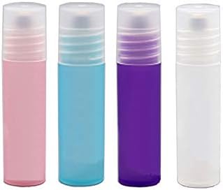 ConStore Plastic Frosted Roller Bottle For Essential Oils With Stainless Steel Ball Aromatherapy Perfume Roll On Bottle Plastic Tube Cosmetic Liquids Container Refillable Dispensers-10 Pack (5ml)