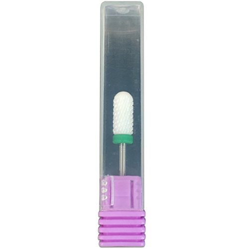 Beauticom Professional USA Ceramic White Smooth Top Small Barrel Bit Nail Drill (Grit: COARSE) 3/32" Shank Size