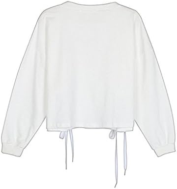 Wilton Marti Nice Women's Loose Striped Long Sleeve Crop Top Sweatshirt Style-2-whiteSmall