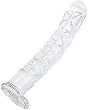 Fetil Realistic Glass M-ásságer Tool, Big Size Vibe Pl-easure Toys for Women, Waterproof,Transparent (S)