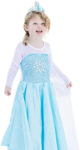 CVERRE Girls Cosplay Dress Snowflakes Costume Snow Princess Dress