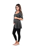 R&C Womens Draped Maternity Tunic Top - Made in USA, Charcoal, Large