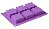 6 Cavity Square Handmade Soap Cake DIY Mold Silicone Mould for Homemade Craft Christmas Gift