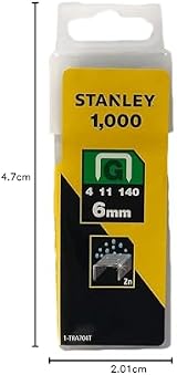 Stanley Type G Staples 6 mm Silver Set of 1000 Yellow STANLEY 1-TRA704T view 7