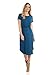 iconic luxe Women's Short Sleeve Flare Midi Dress with Pockets Large Teal