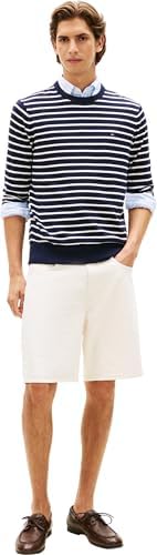 Uomo Pullover Essential Cotton con Scollo Rotondo, Blu (Navy Blue/Ivory Petal), M
