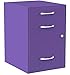 OSP Home Furnishings HPB Heavy Duty 3-Drawer Metal File Cabinet for Standard Files and Office Supplies, Purple Finish